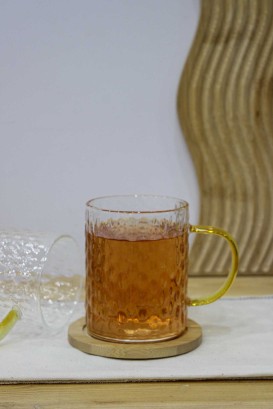 لیوان پیرکس برفی استوانه دسته طلایی