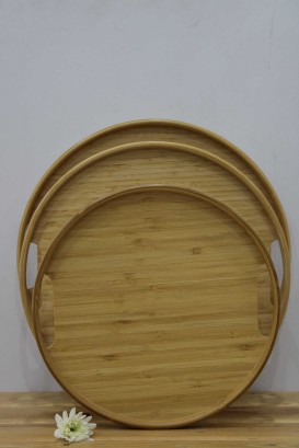 سینی بامبو دسته دار گرد